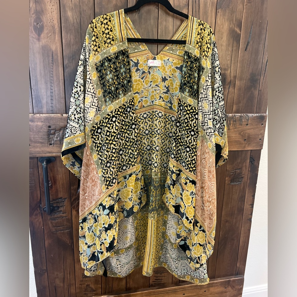 Free People Beguiled Burnout Patchwork Kimono - image 2